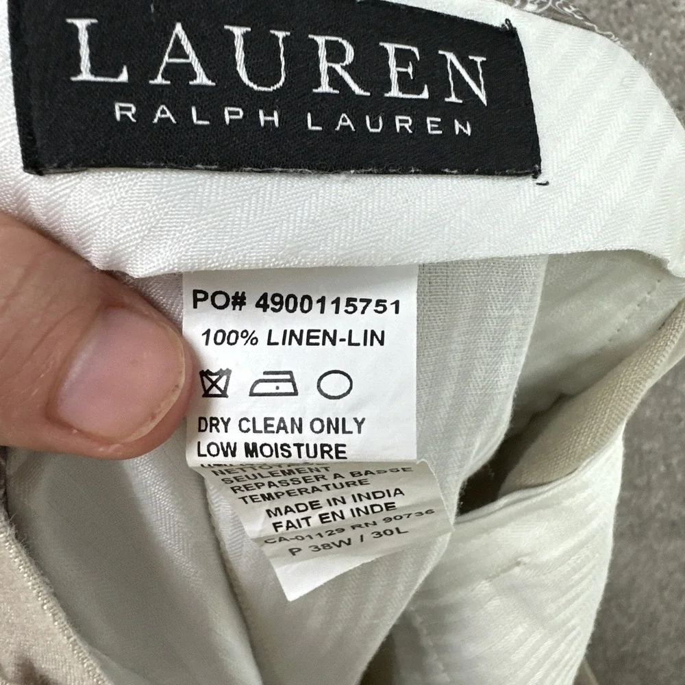 Lauren Ralph Lauren Mens Black Label Ultraflex Classic-Fit Linen Pants 38WX*26*L